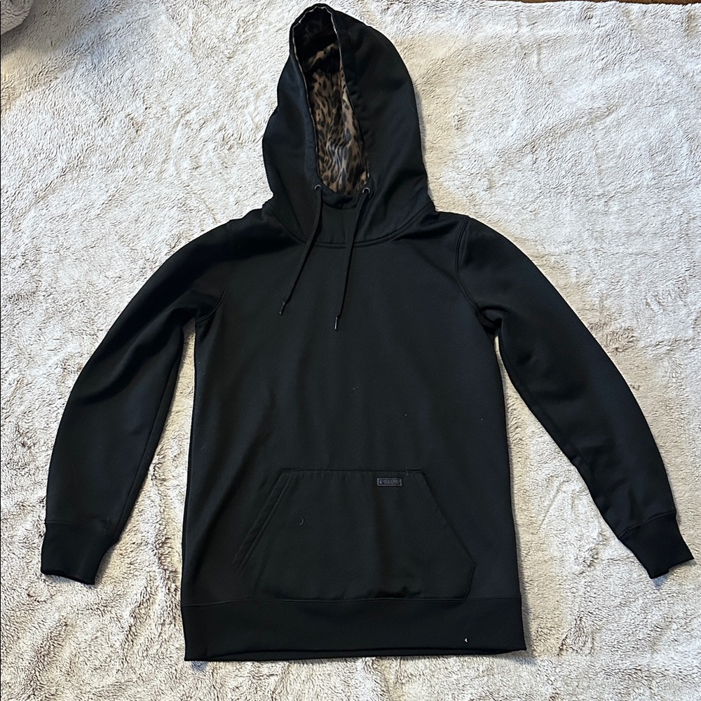 Volcom Black Hoodie with Leopard Lining